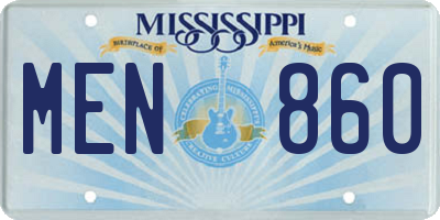 MS license plate MEN860