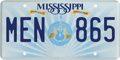 MS license plate MEN865