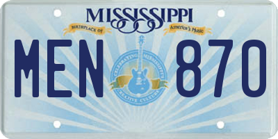 MS license plate MEN870