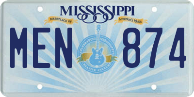MS license plate MEN874