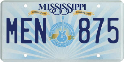 MS license plate MEN875