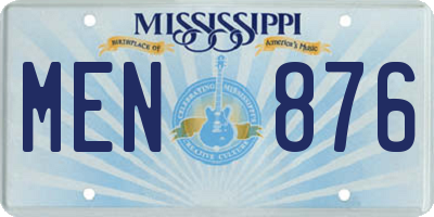 MS license plate MEN876