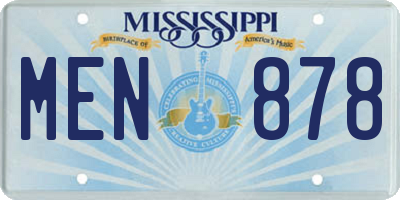 MS license plate MEN878