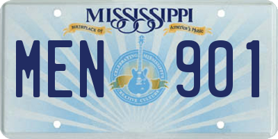 MS license plate MEN901