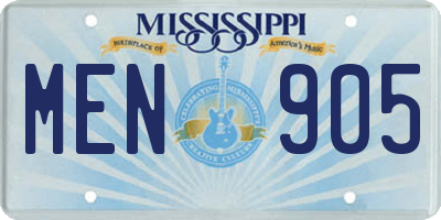 MS license plate MEN905
