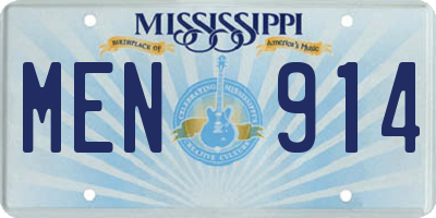 MS license plate MEN914