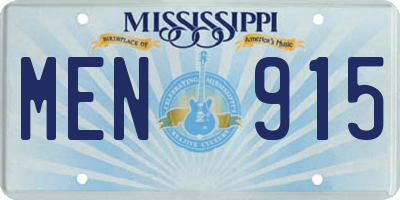 MS license plate MEN915