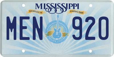 MS license plate MEN920