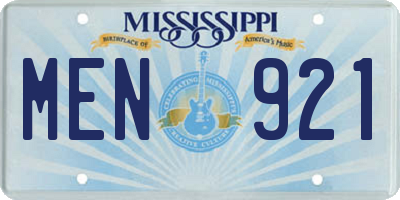 MS license plate MEN921