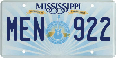 MS license plate MEN922