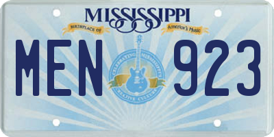 MS license plate MEN923
