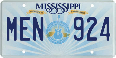 MS license plate MEN924
