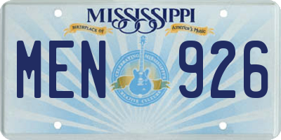 MS license plate MEN926
