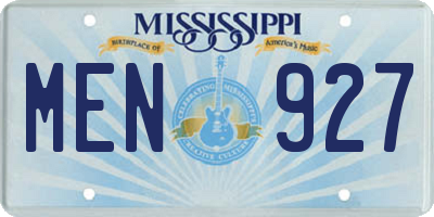 MS license plate MEN927