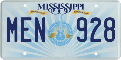 MS license plate MEN928