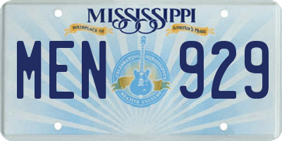 MS license plate MEN929