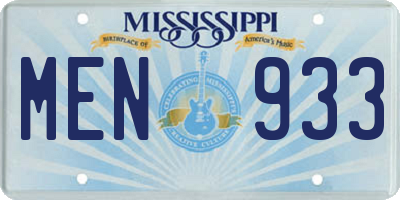 MS license plate MEN933