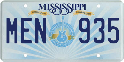MS license plate MEN935