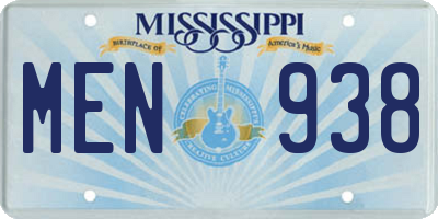 MS license plate MEN938