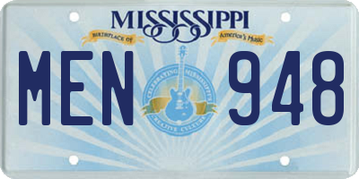 MS license plate MEN948