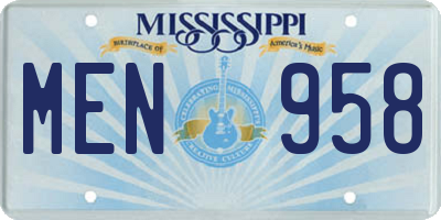 MS license plate MEN958