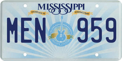 MS license plate MEN959