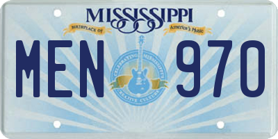MS license plate MEN970