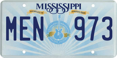 MS license plate MEN973
