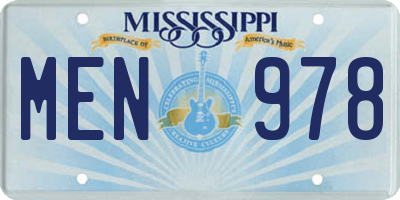 MS license plate MEN978