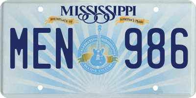MS license plate MEN986