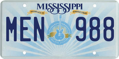 MS license plate MEN988