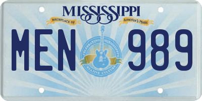 MS license plate MEN989