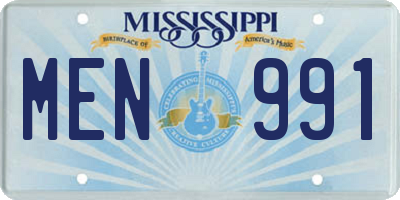 MS license plate MEN991