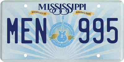 MS license plate MEN995