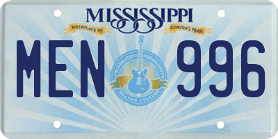 MS license plate MEN996