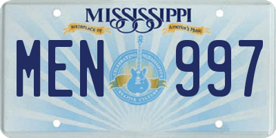 MS license plate MEN997