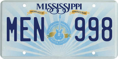 MS license plate MEN998