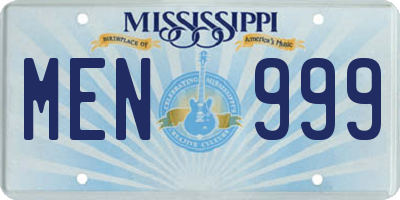 MS license plate MEN999