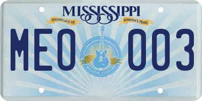 MS license plate MEO003