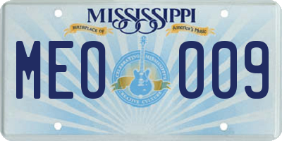 MS license plate MEO009