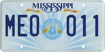 MS license plate MEO011