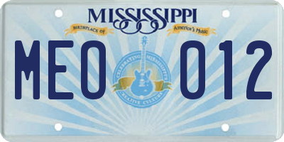 MS license plate MEO012
