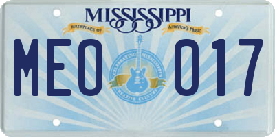 MS license plate MEO017