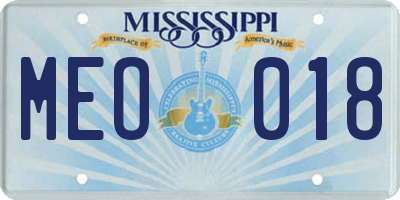 MS license plate MEO018