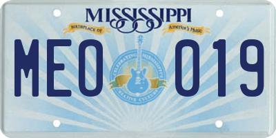 MS license plate MEO019