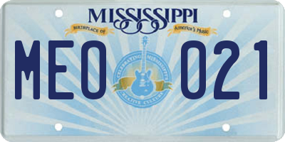 MS license plate MEO021