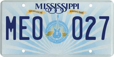 MS license plate MEO027
