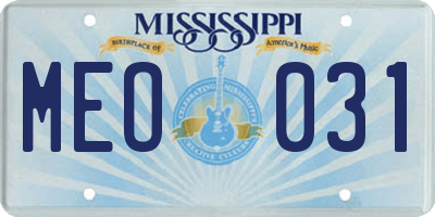 MS license plate MEO031
