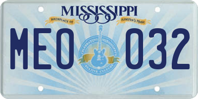 MS license plate MEO032