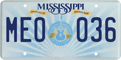 MS license plate MEO036